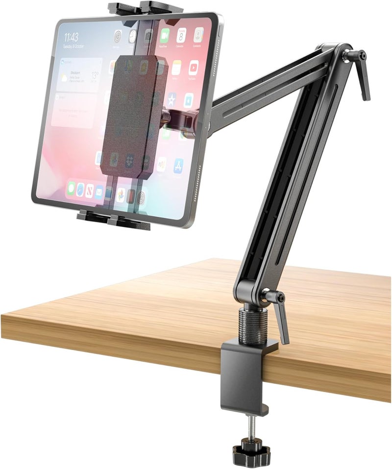 Jakeko Adjustable Portable Monitor Stand 15.6" - 360° Rotating Base Tall Tablet Desk Arm Holder Stand for iPad Air/Pro/Mini Swivel Flexible Bed Clamp Mount Soporte para Tablet/Monitor Portatil/Ereader - Image 1